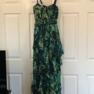 Floor Length gown with beautiful jewel waistline.